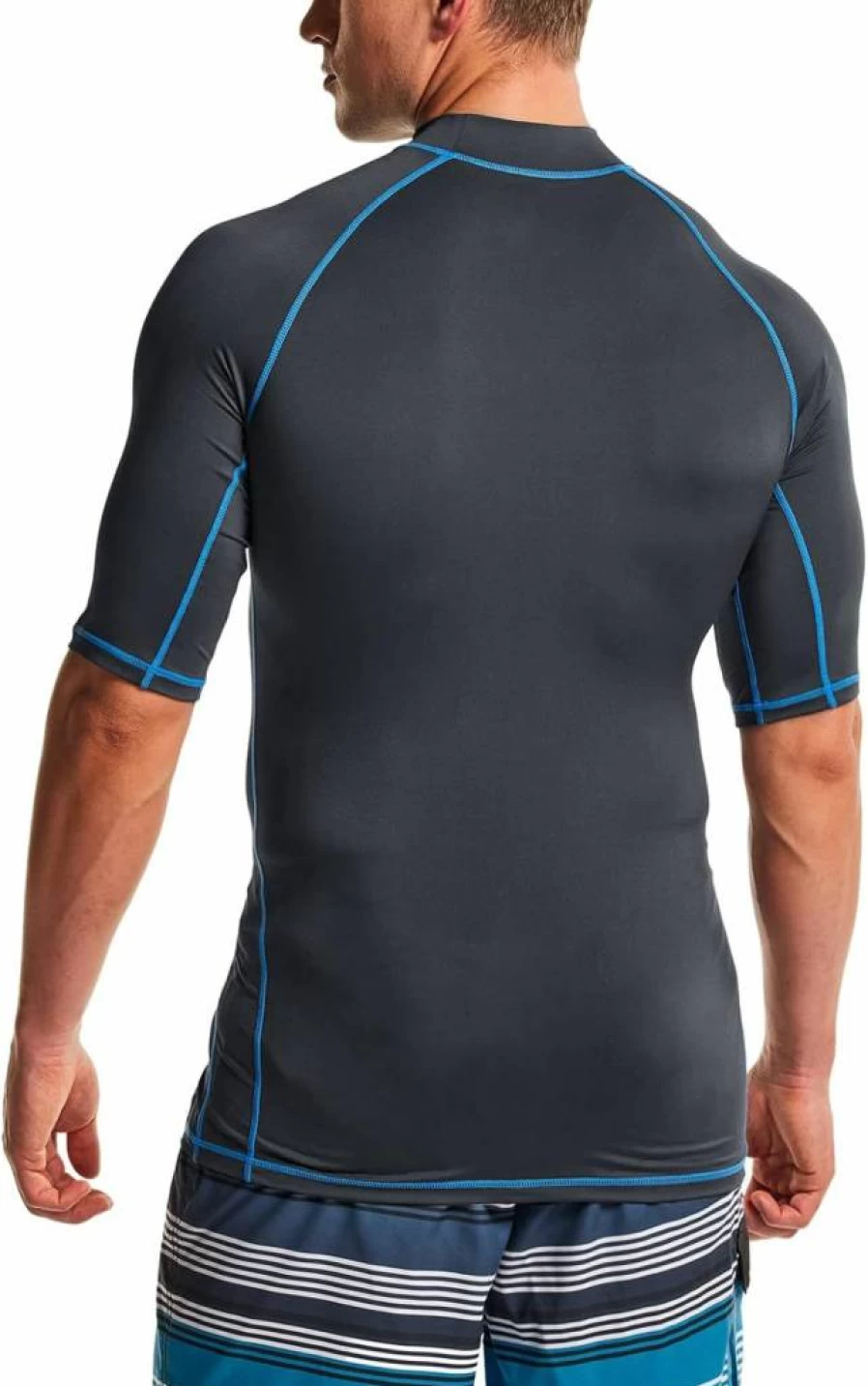 TSLA Men's UPF 50+ Quick Dry Rash Guard Swim Shirt - Short Sleeve UV Protection Surf & Swim Shirt for Water Sports