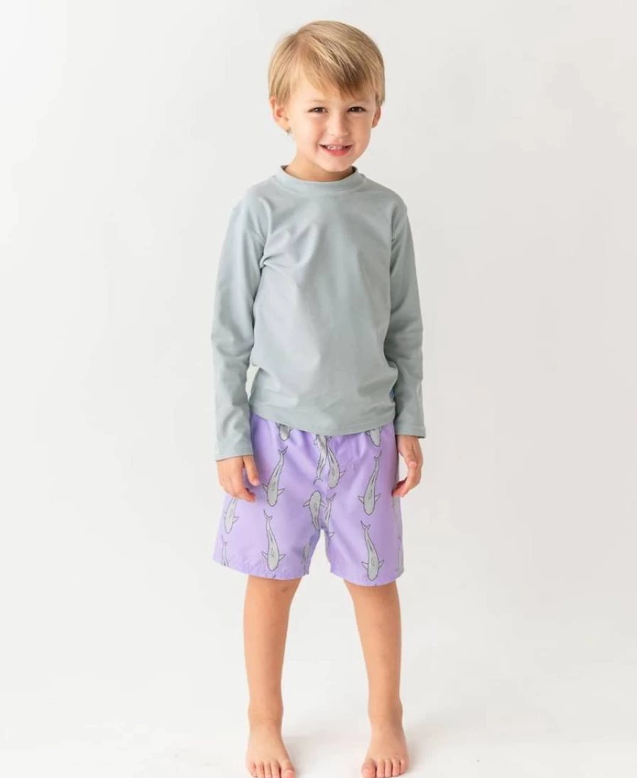 RUGGEDBUTTS UPF 50+ Baby Boys Rash Guard Swim Shirt Long Sleeve Sun Protection Toddler Swimwear
