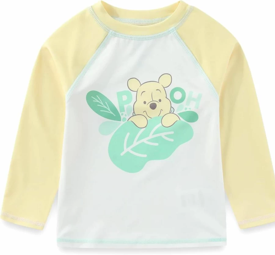 Disney Winnie The Pooh Baby Boys UPF 50+ Swim Set - Rash Guard, Swim Trunks & Sun Hat with Ears 3-Piece Bathing Suit for Infants