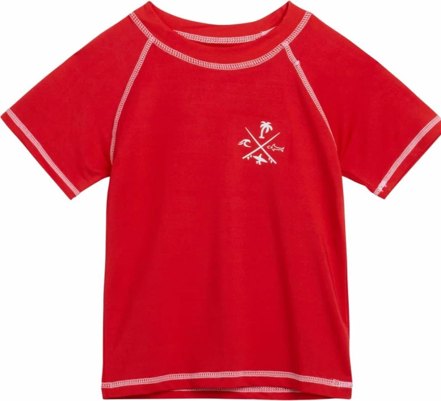 Quad Seven Boys' 2T-4T Short Sleeve Rash Guard Swim Shirt for Toddlers & Baby Boys - UPF Sun Protection Swimwear