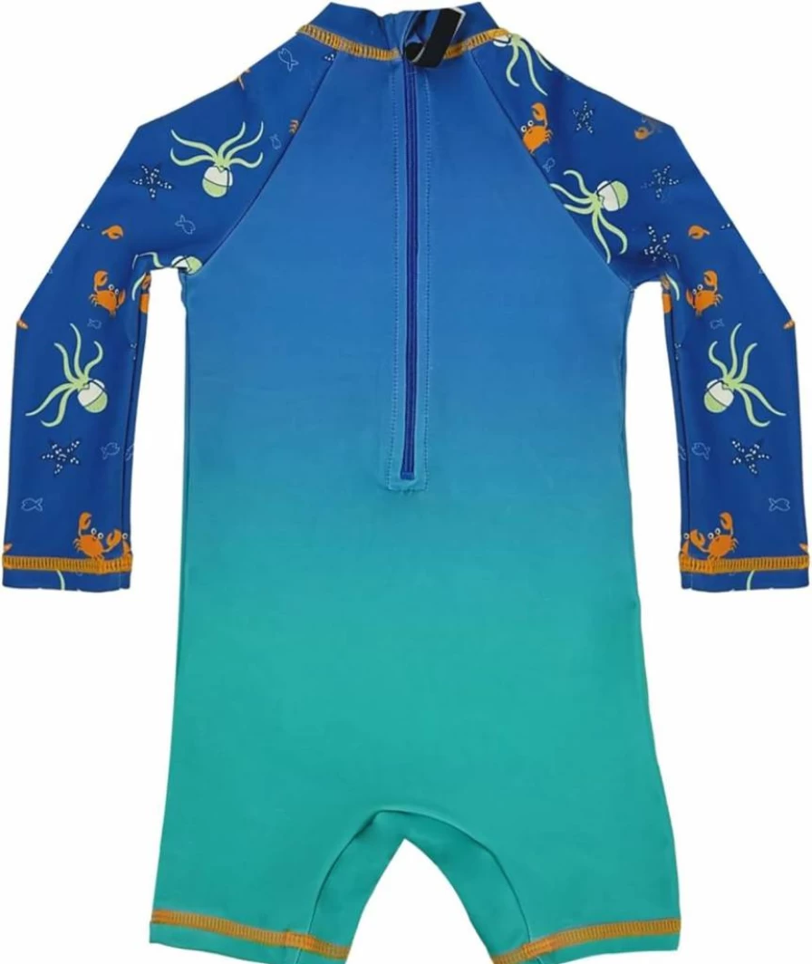 WeVSwe UPF 50+ Baby Sun Protection Rash Guard Swimsuits Long Sleeve with Zipper Crotch for Toddlers