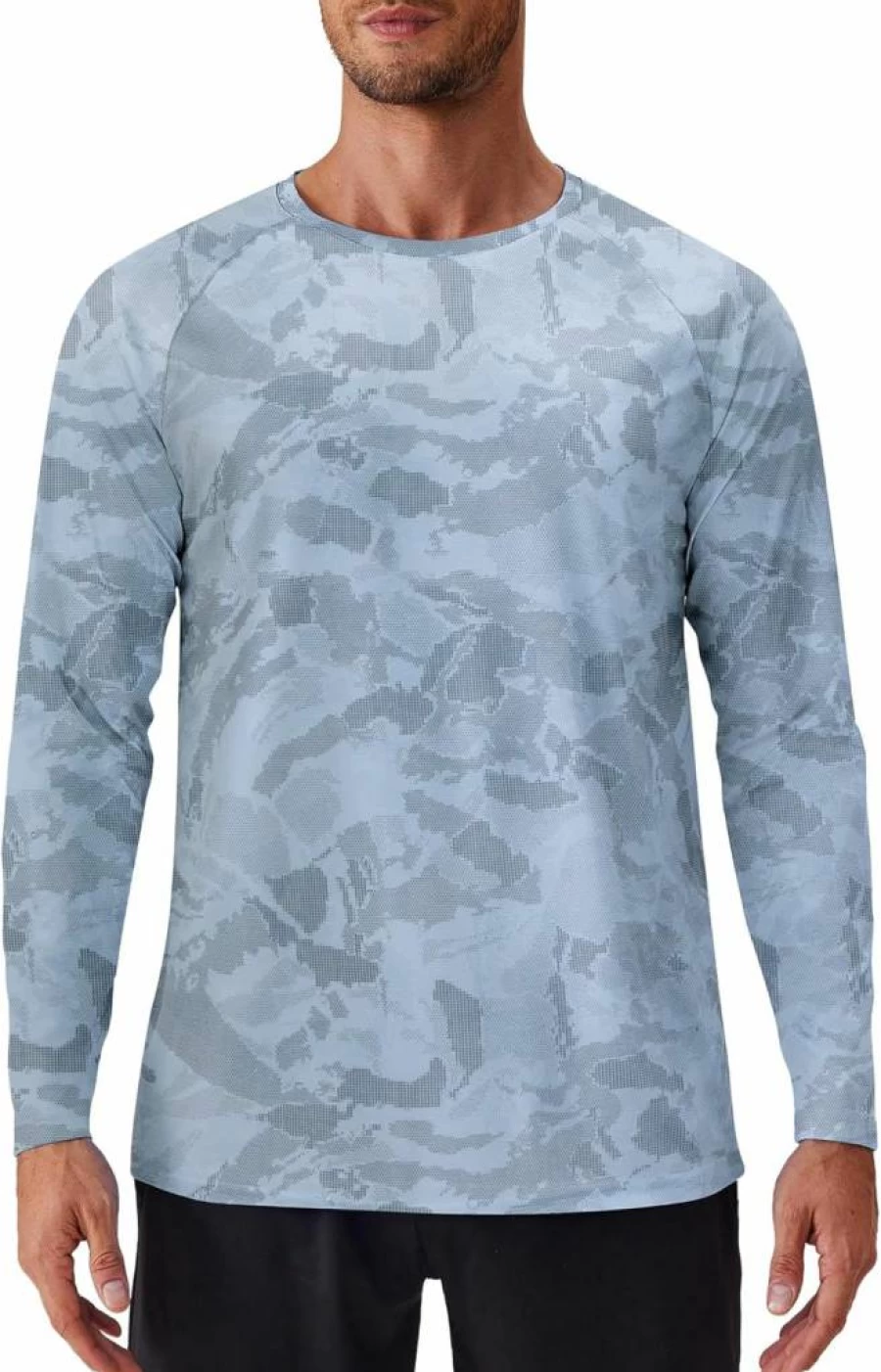 PINSPARK Men's Camo UV Protection Long Sleeve Shirt - Quick Dry Fishing & Swim Rash Guard, Athletic Workout T-Shirt