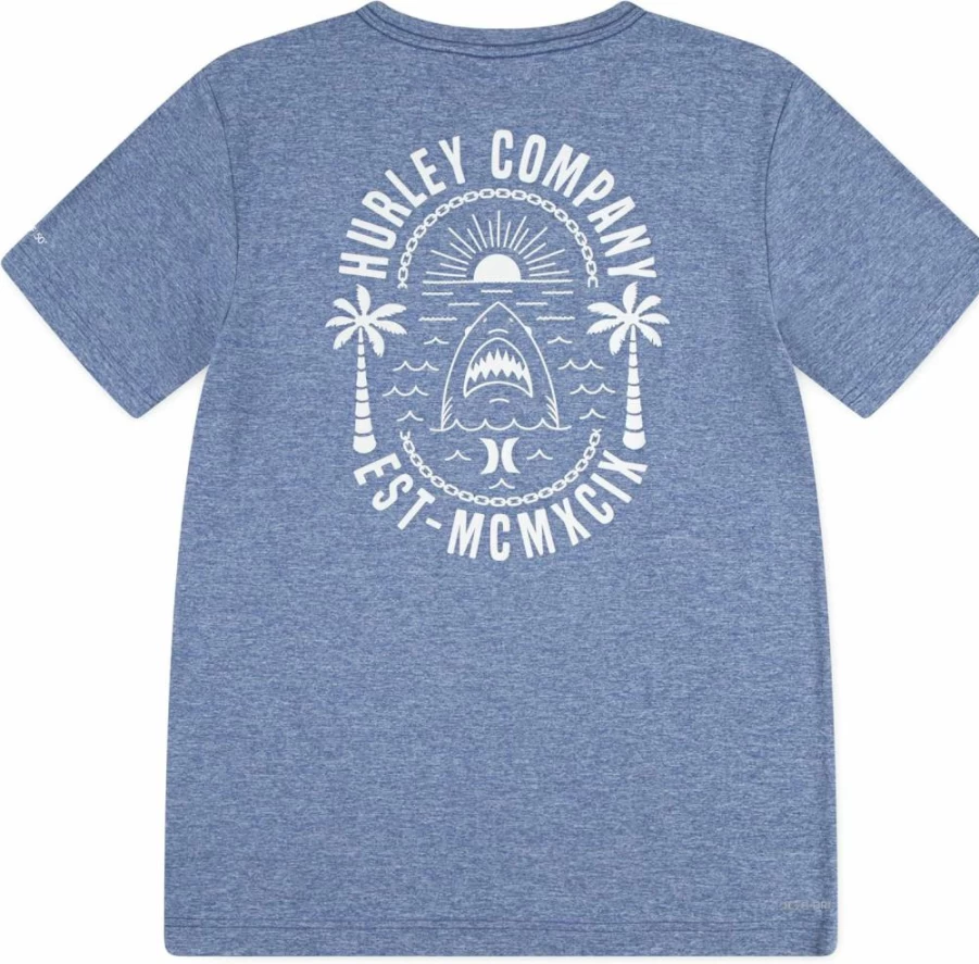 Hurley Boys UPF 50+ Sun Protection Rash Guard Swim Shirt with Graphic Print