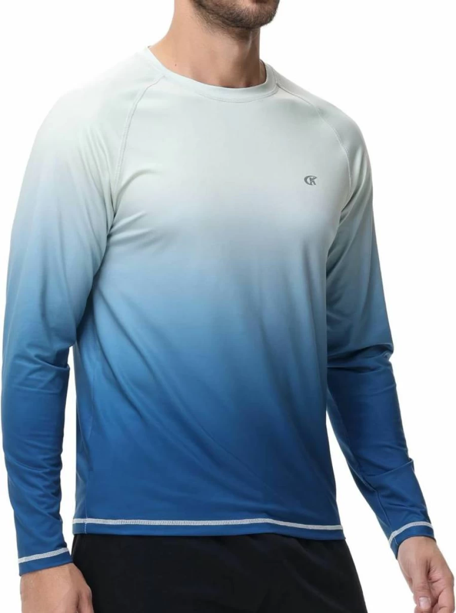 Satankud Men's UPF 50+ Sun Protection Rash Guard - Long & Short Sleeve Swim Shirts for Beach, Surf & Summer Activities