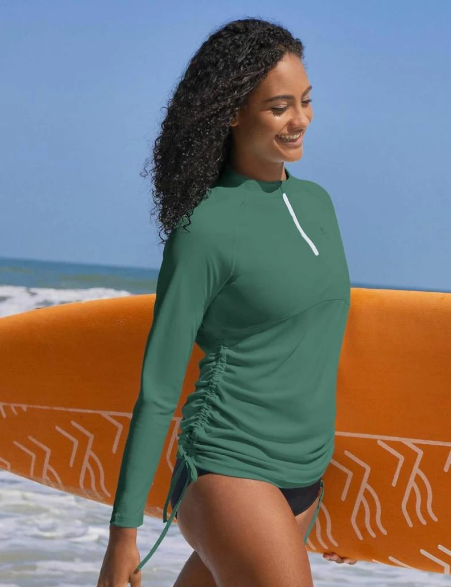 Ewedoos Women's UPF 50+ Long Sleeve Rash Guard Swim Shirt - SPF Sun Protection UV Swimwear for Swimming & Outdoor Activities
