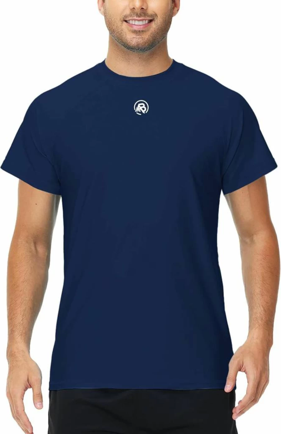 AOBUTE Men's UPF 50+ Quick Dry Rash Guard Shirt - Short Sleeve Swim Top for Fishing & Swimming