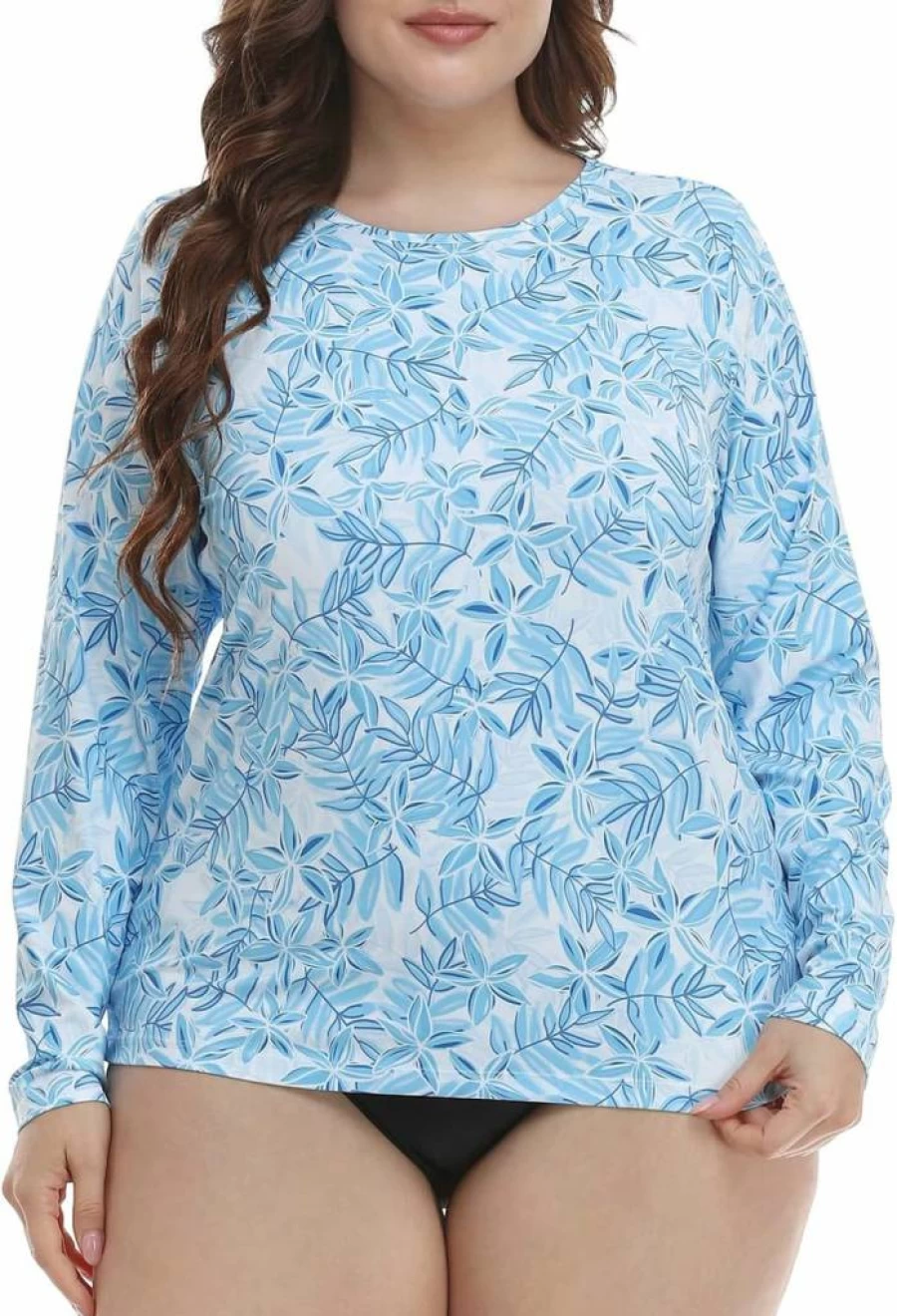 HDE Women's Plus Size UPF 50 Long Sleeve Swim Shirt - Quick Dry Rashguard for Sun Protection