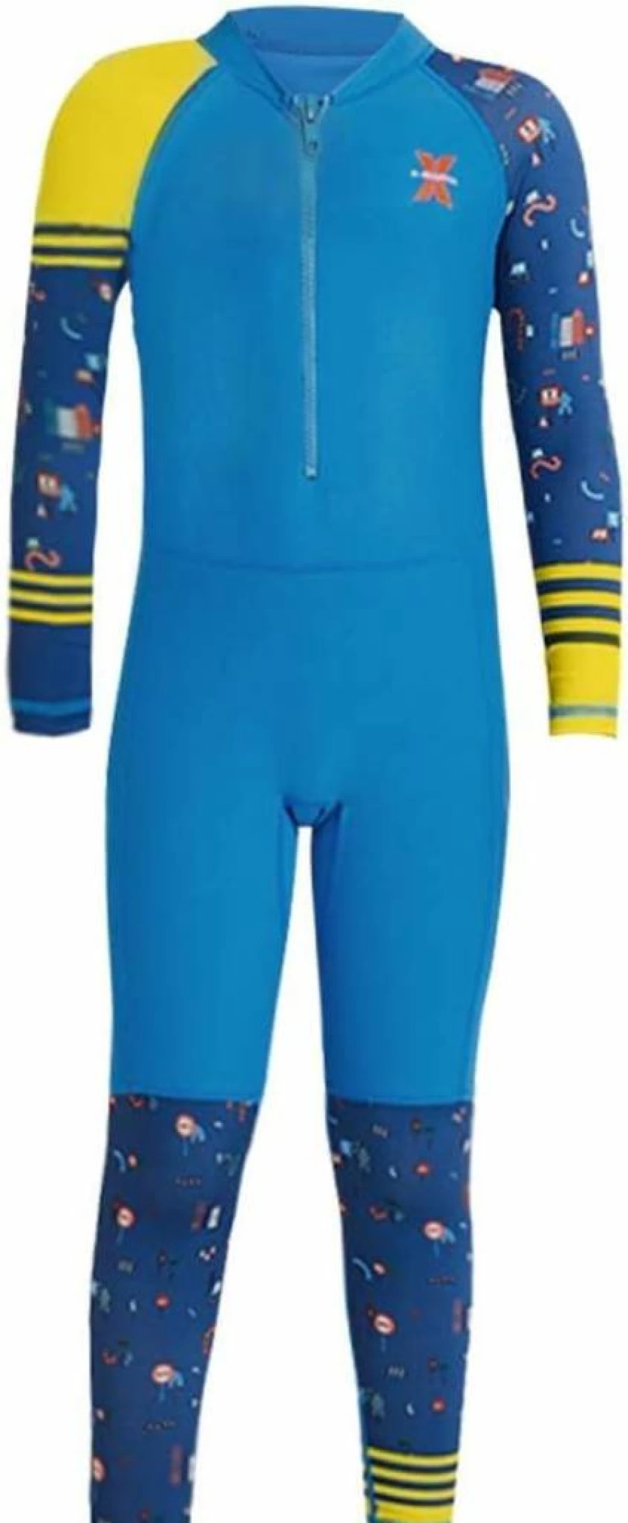IDOPIP Kids Long Sleeve Rash Guard Swimsuit - UPF Sun Protection One-Piece Swimwear for Boys & Girls, Color Block Beachwear Wetsuit Bathing Suit