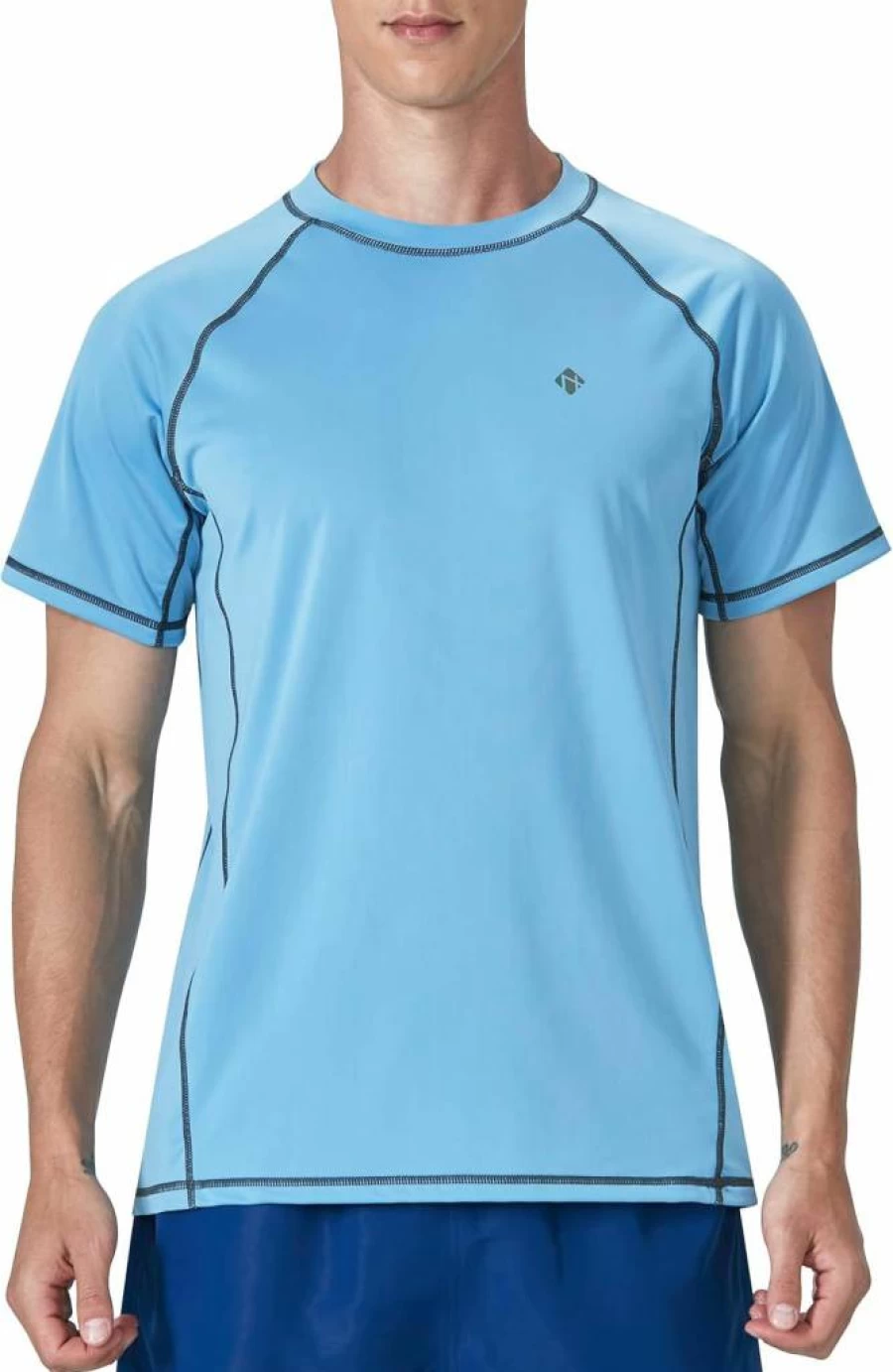NOMINATE Men's UPF 50 Sun Protection Short Sleeve Rash Guard Shirt Quick Dry Swim Shirt Fishing & Beach T-Shirt
