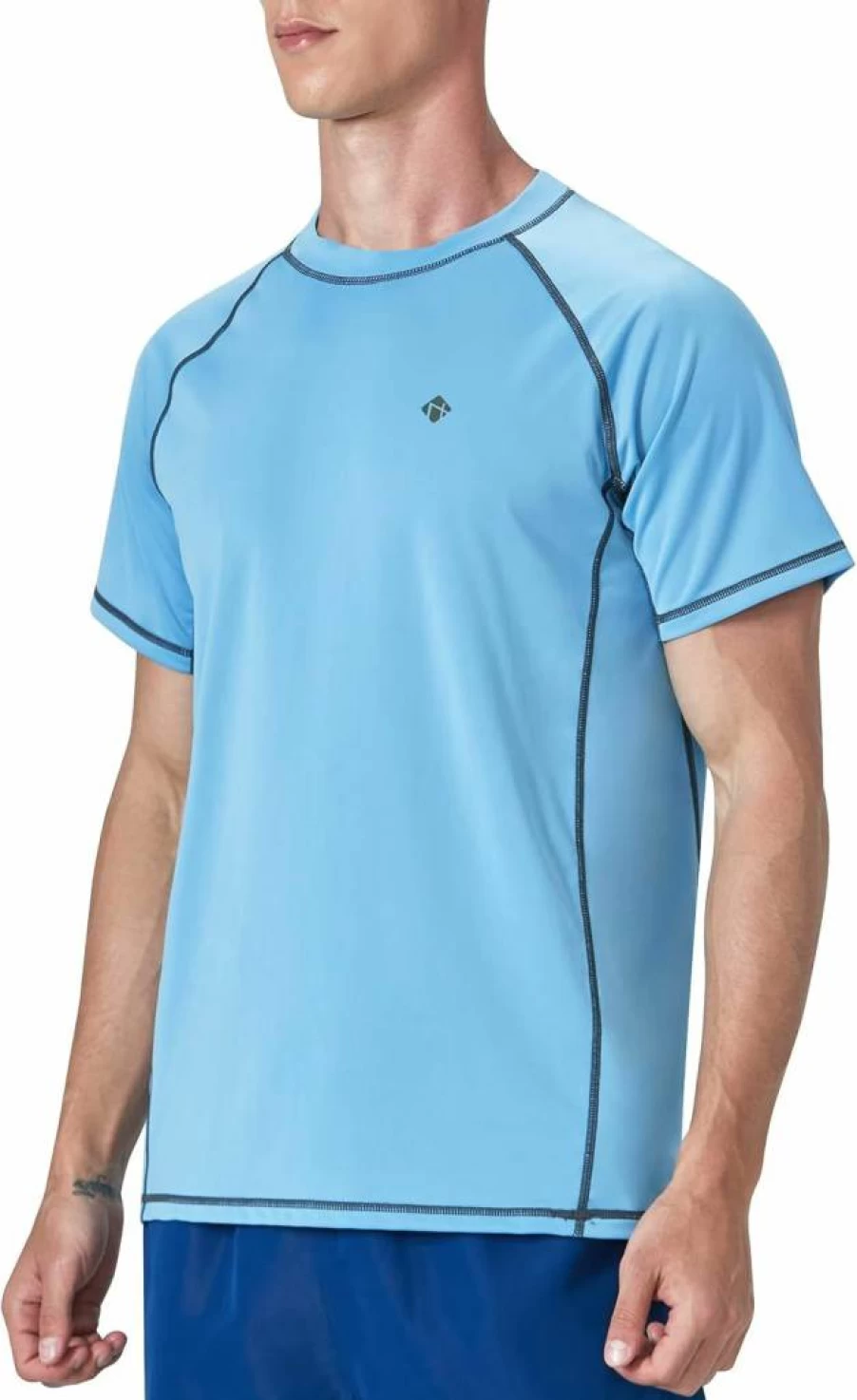 NOMINATE Men's UPF 50 Sun Protection Short Sleeve Rash Guard Shirt Quick Dry Swim Shirt Fishing & Beach T-Shirt