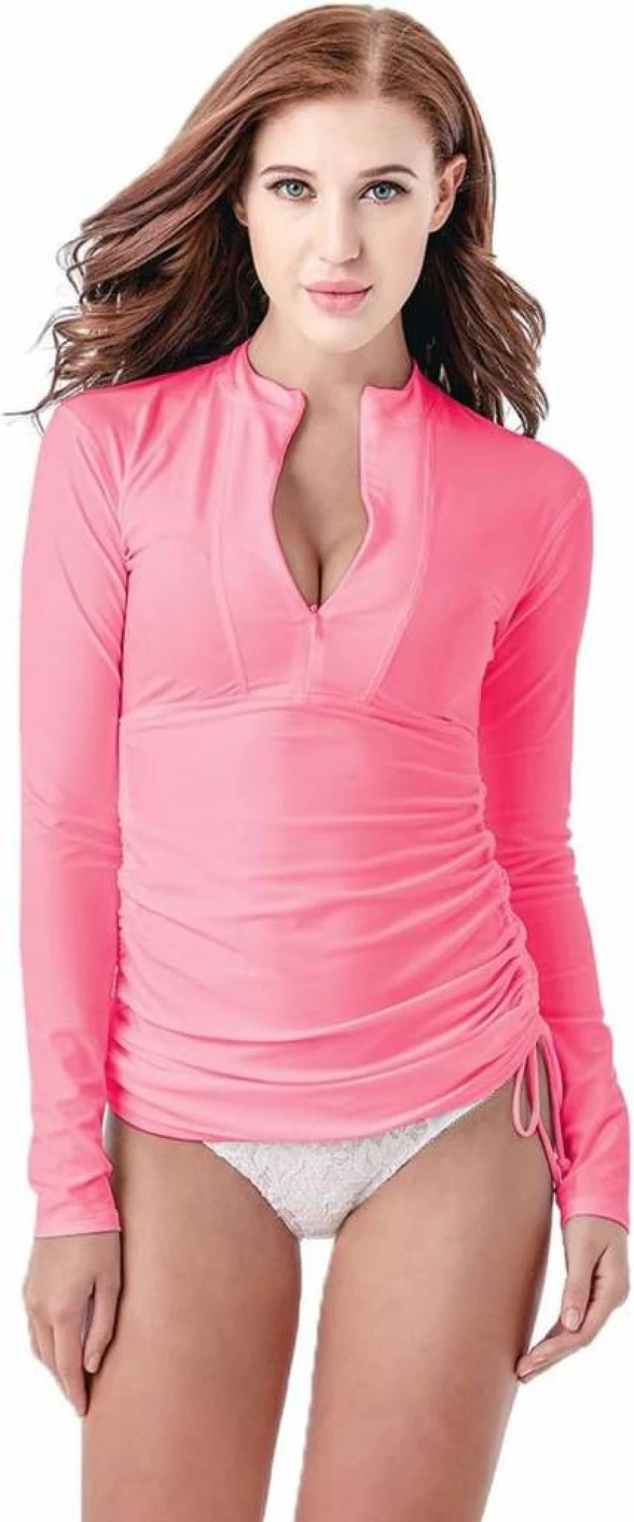 Micosuza Women's UPF 50+ Long Sleeve Rash Guard Top for Sun Protection - Lightweight Quick-Dry Swim Shirt