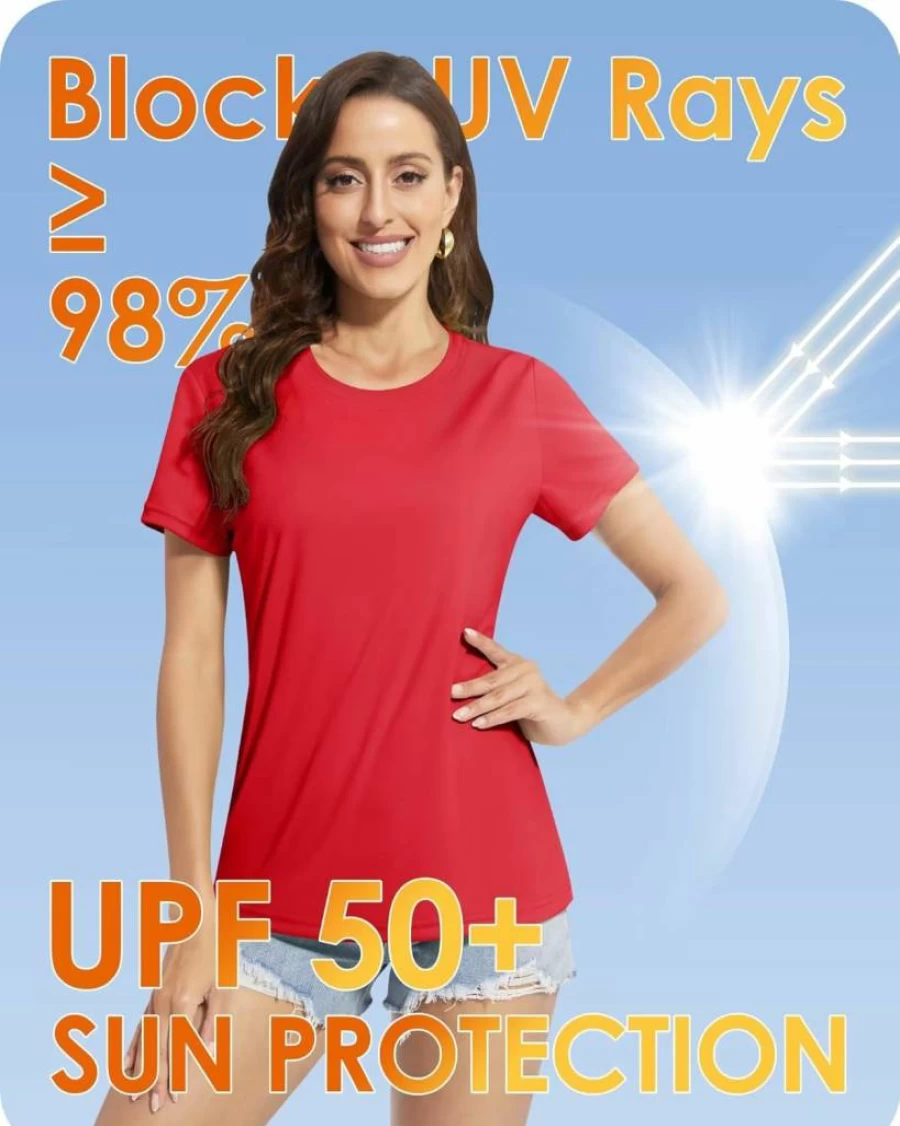 Boladeci Women's UPF 50+ UV Protection Short Sleeve Rash Guard - Quick Dry Athletic Swim & Hiking Shirt for Workout & Outdoor Activities