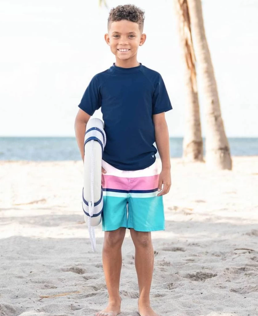RUGGEDBUTTS Boys' Short Sleeve Rash Guard Swim Shirt - UPF Sun Protection Quick-Dry Active Wear