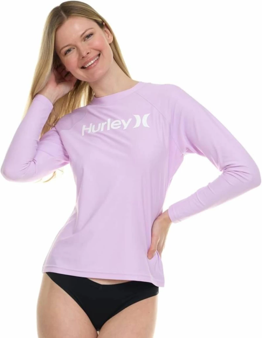 Hurley Women's UPF 50+ Long Sleeve Rash Guard Swim Shirt for UV Protection & Sun Safety