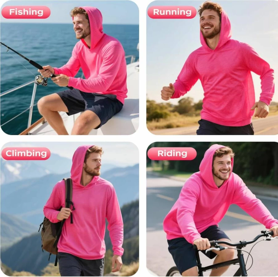 ProtectX UPF 50+ UV Protection Hoodie - Lightweight Quick-Dry Long Sleeve Sun Shirt for Active Wear & Outdoor Sports