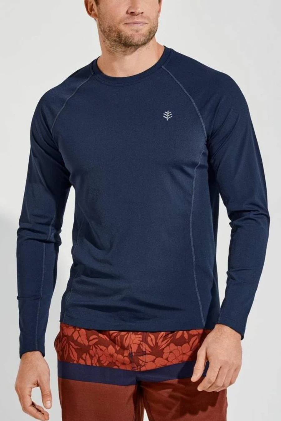 Coolibar UPF 50+ Men's Sun Protective Long Sleeve Swim Shirt - Hightide Quick-Dry Rash Guard for UV Protection
