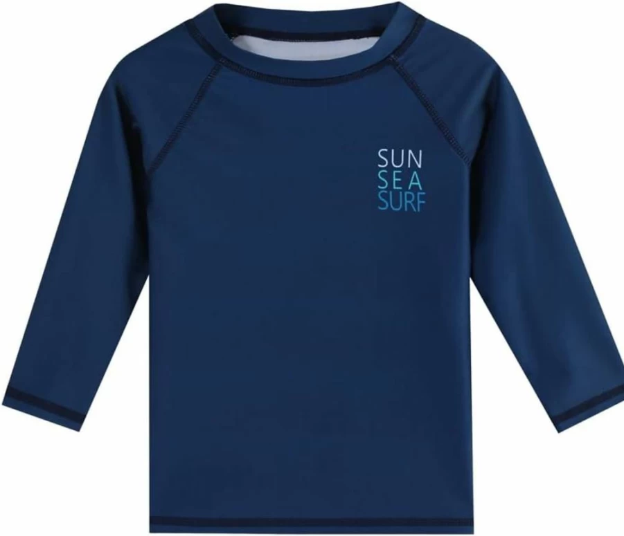 DNggAND Boys' 2-Piece Rash Guard Swim Set with UPF Sun Protection & Matching Hat for Summer Beach Play