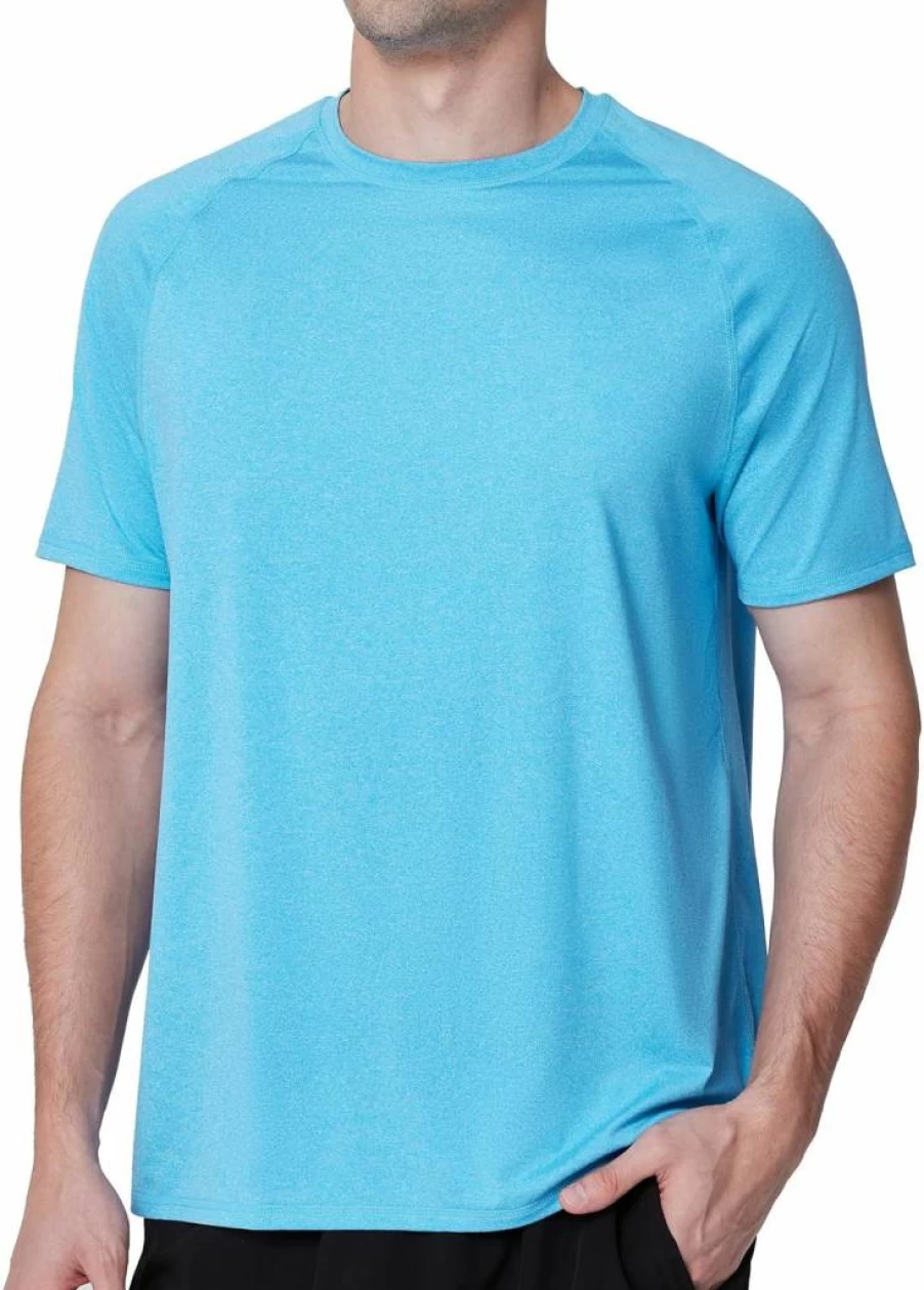 4ucycling Men's UPF 50+ Sun Protection Rash Guard Shirt - Quick Dry Short Sleeve Swim Top for Surfing, Fishing & Water Sports