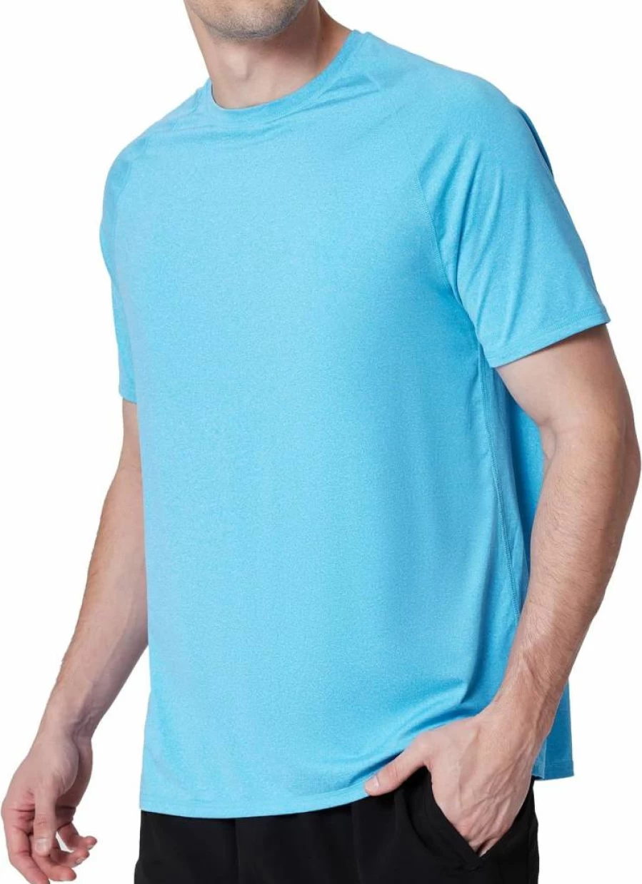 4ucycling Men's UPF 50+ Sun Protection Rash Guard Shirt - Quick Dry Short Sleeve Swim Top for Surfing, Fishing & Water Sports