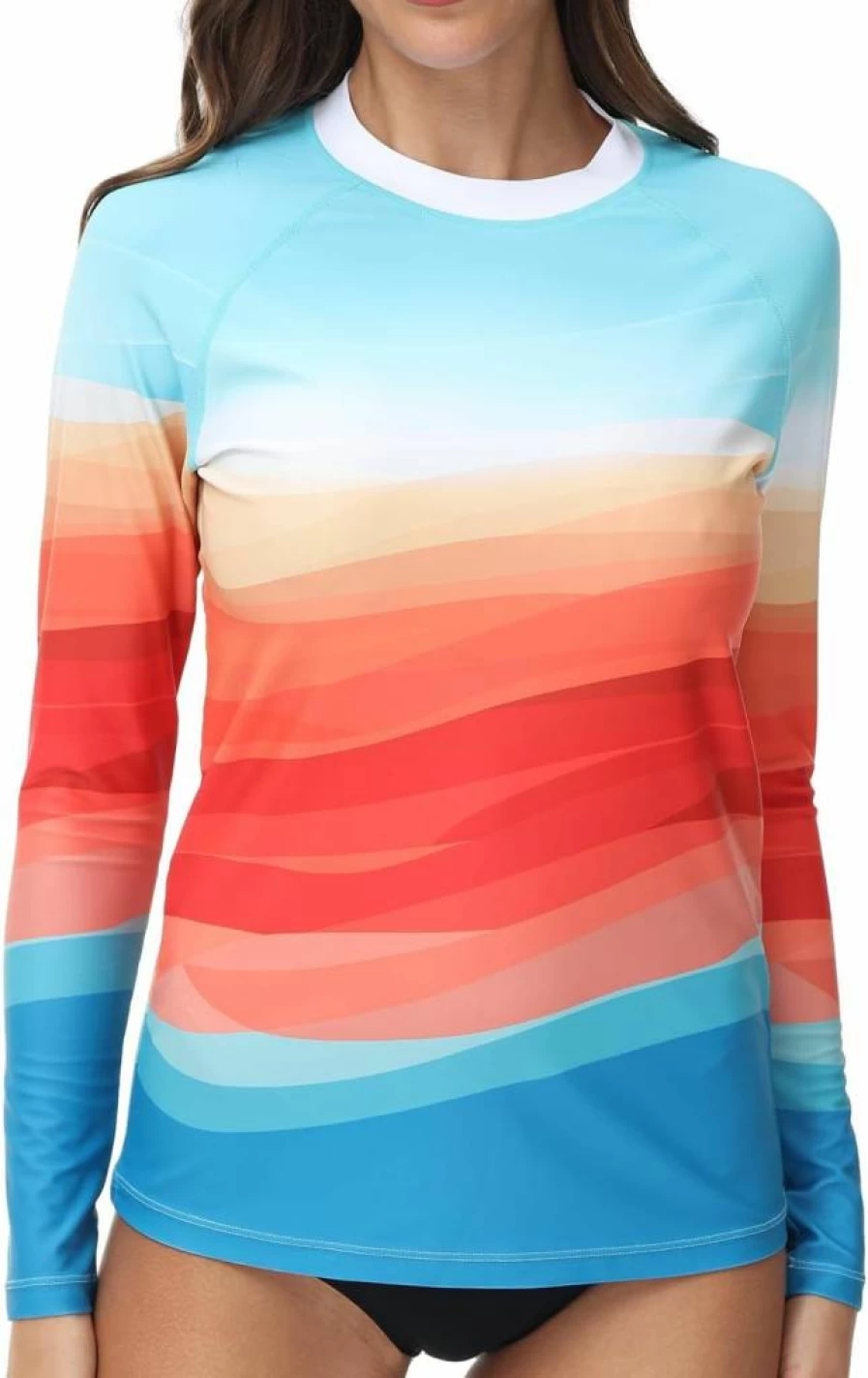 VAYAGER Women's UPF 50+ Long Sleeve Rash Guard Swim Shirt - Quick Dry UV Protection Surfing & Beach Swim Top