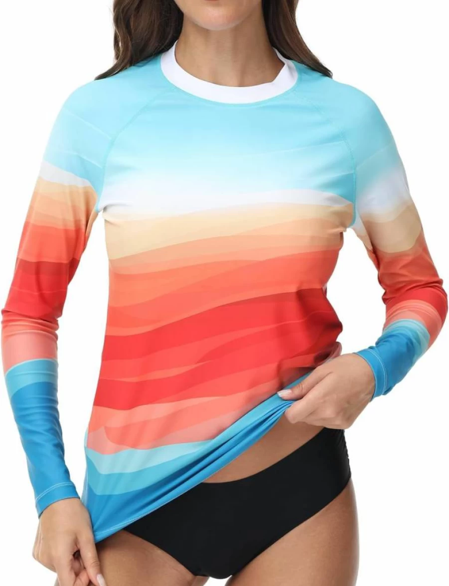 VAYAGER Women's UPF 50+ Long Sleeve Rash Guard Swim Shirt - Quick Dry UV Protection Surfing & Beach Swim Top