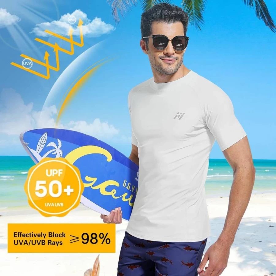 MEETWEE Men's SPF 50+ UPF Sun Protection Long Sleeve Rash Guard Shirt for Swimming, Fishing, Hiking, Running & Workout