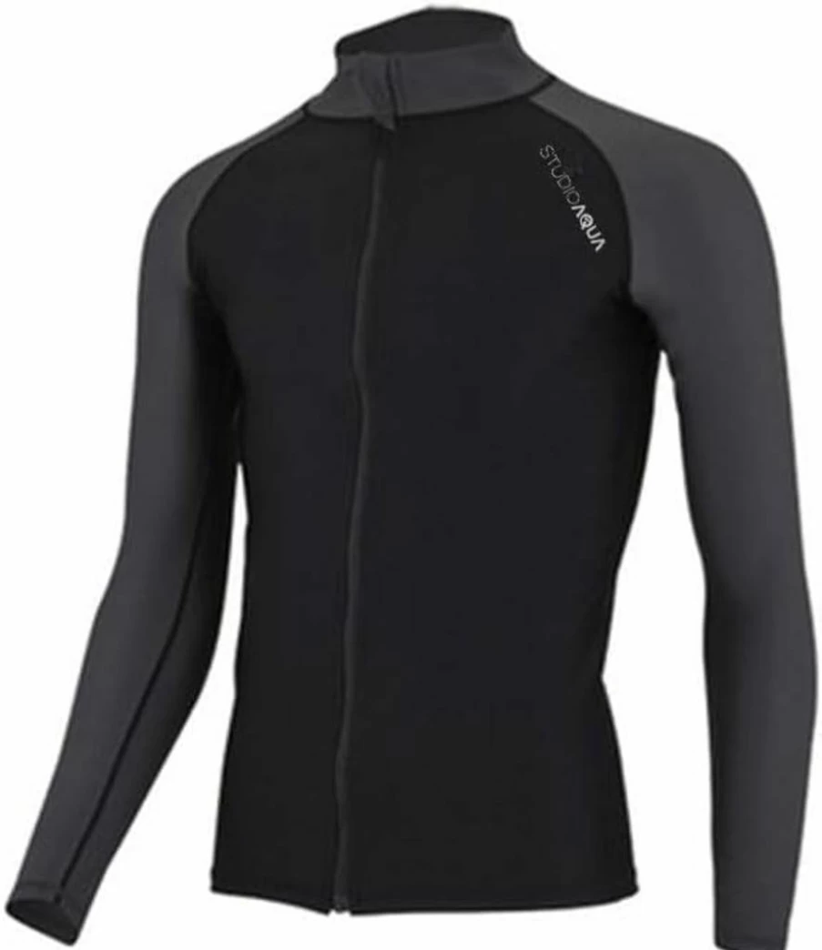 STUDIOAQUA Men's Zip-Up Rash Guard Long Sleeve Quick-Dry Shirt for Surfing Swimming Workout & Outdoor Sports
