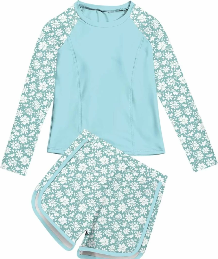 Vogseek Girls UPF 50+ 2-Piece Rash Guard Swimwear Set | Sun Protective Bathing Suit for Summer | Sizes 7-12 Years