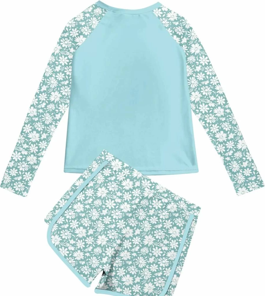 Vogseek Girls UPF 50+ 2-Piece Rash Guard Swimwear Set | Sun Protective Bathing Suit for Summer | Sizes 7-12 Years