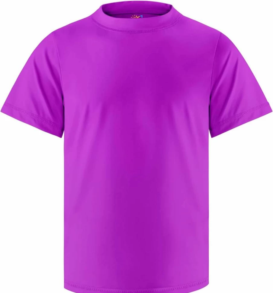 OYJ Boys UPF 50+ Short Sleeve Rash Guard Swim Shirt for Toddler & Teens - Quick Dry Sun Protection Water Shirt