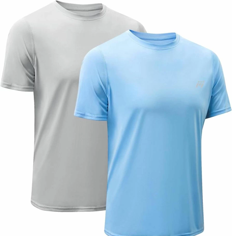 MeetHoo Men's UPF50+ Sun Protection Short Sleeve Rash Guard - Quick Dry Swim Shirt for Swimming, Fishing & Beach Activities