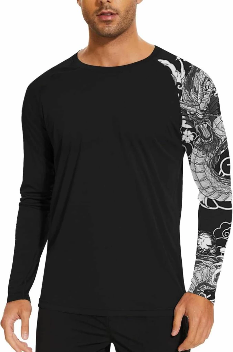 TZDNI Men's UPF 50+ Long Sleeve Rash Guard Sun Shirt - Quick Dry UV Protection Swim Shirt for Fishing & Swimming HH24024
