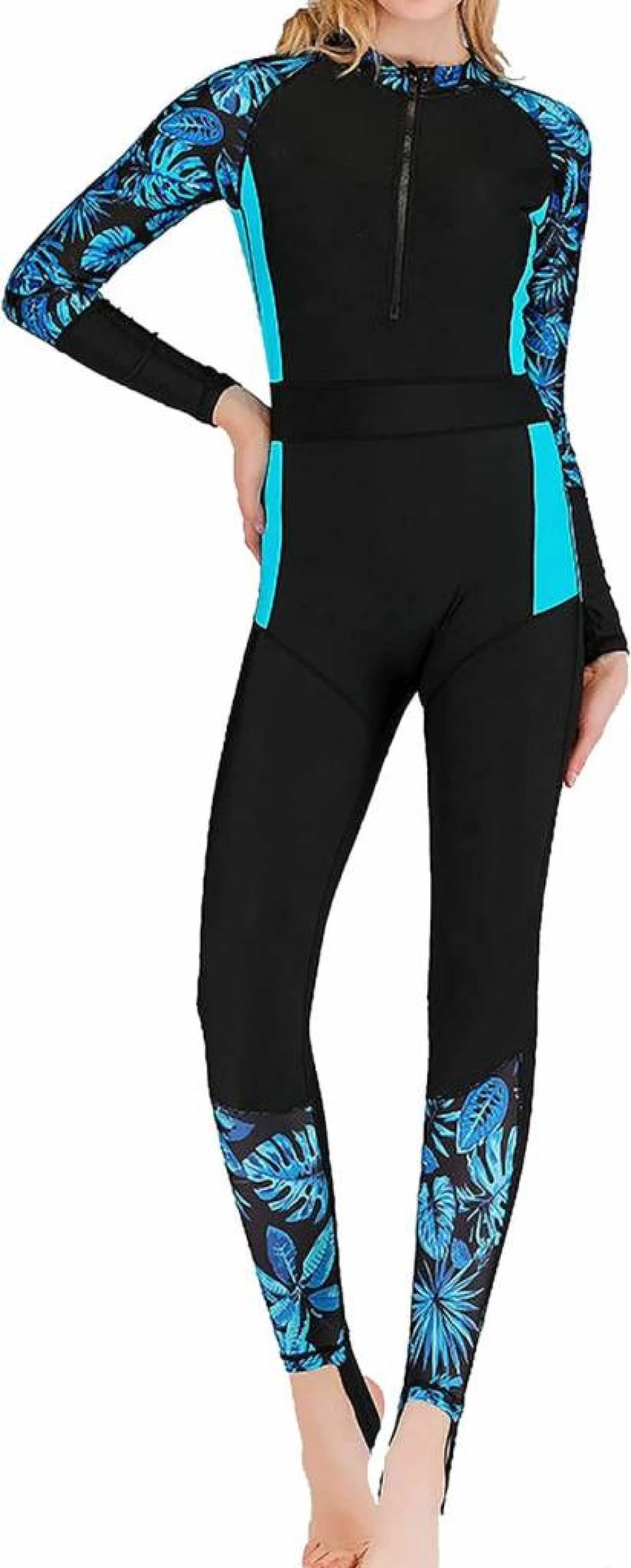 FEOYA Women's Long Sleeve Rash Guard Swimsuit - Full Body Sun Protection One Piece Swimwear