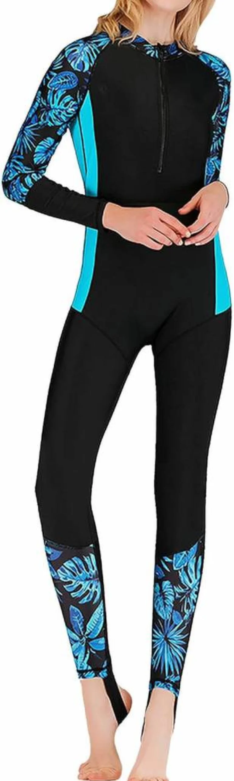 FEOYA Women's Long Sleeve Rash Guard Swimsuit - Full Body Sun Protection One Piece Swimwear