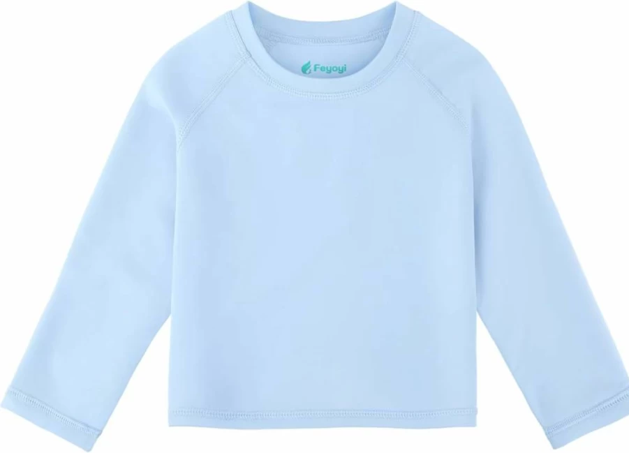 Feyoyi Baby Rash Guard SPF 50+ Sun Protection Swim Shirt Long Sleeve UV Swimwear for Toddler Boys & Girls