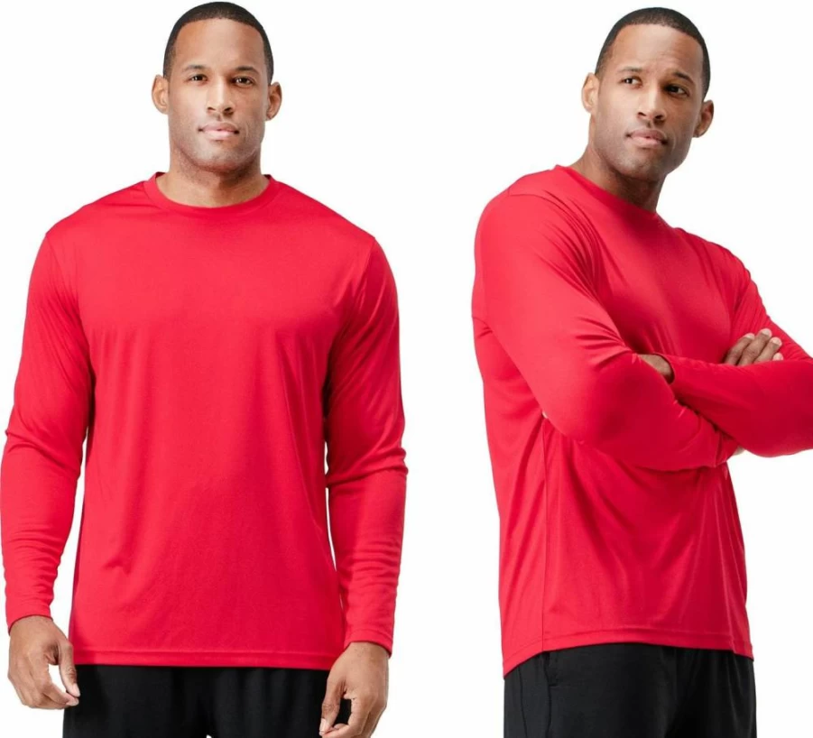 DEVOMS Men's 2-Pack Quick Dry Long Sleeve Rash Guard Shirt - UPF Sun Protection for Fishing, Running, Cycling & Outdoor Activities