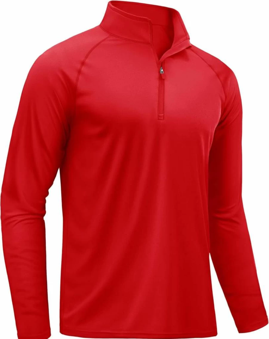 TACVASEN Men's UPF 50+ Sun Protection 1/4 Zip Rash Guard Long Sleeve Athletic Shirt for Outdoor Running & Sports