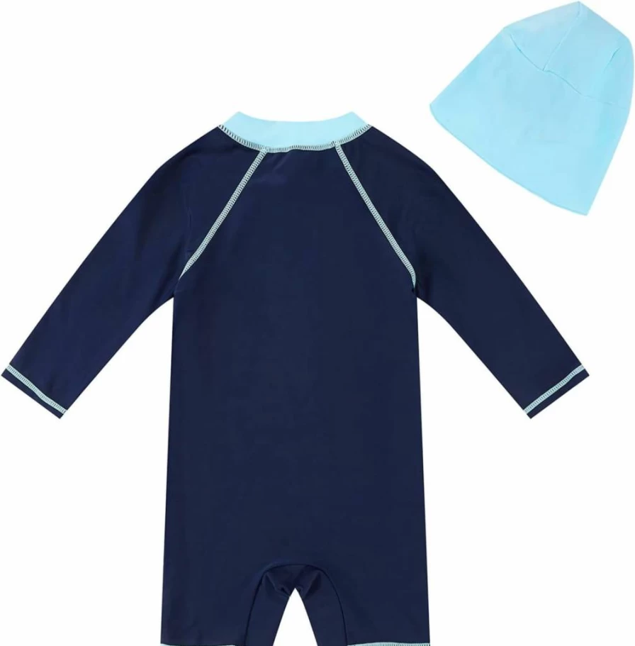 UMELOK Baby Boys UPF 50+ Sun Protection Rashguard Swimsuit with Snap Closure - One Piece Swimwear for Toddlers