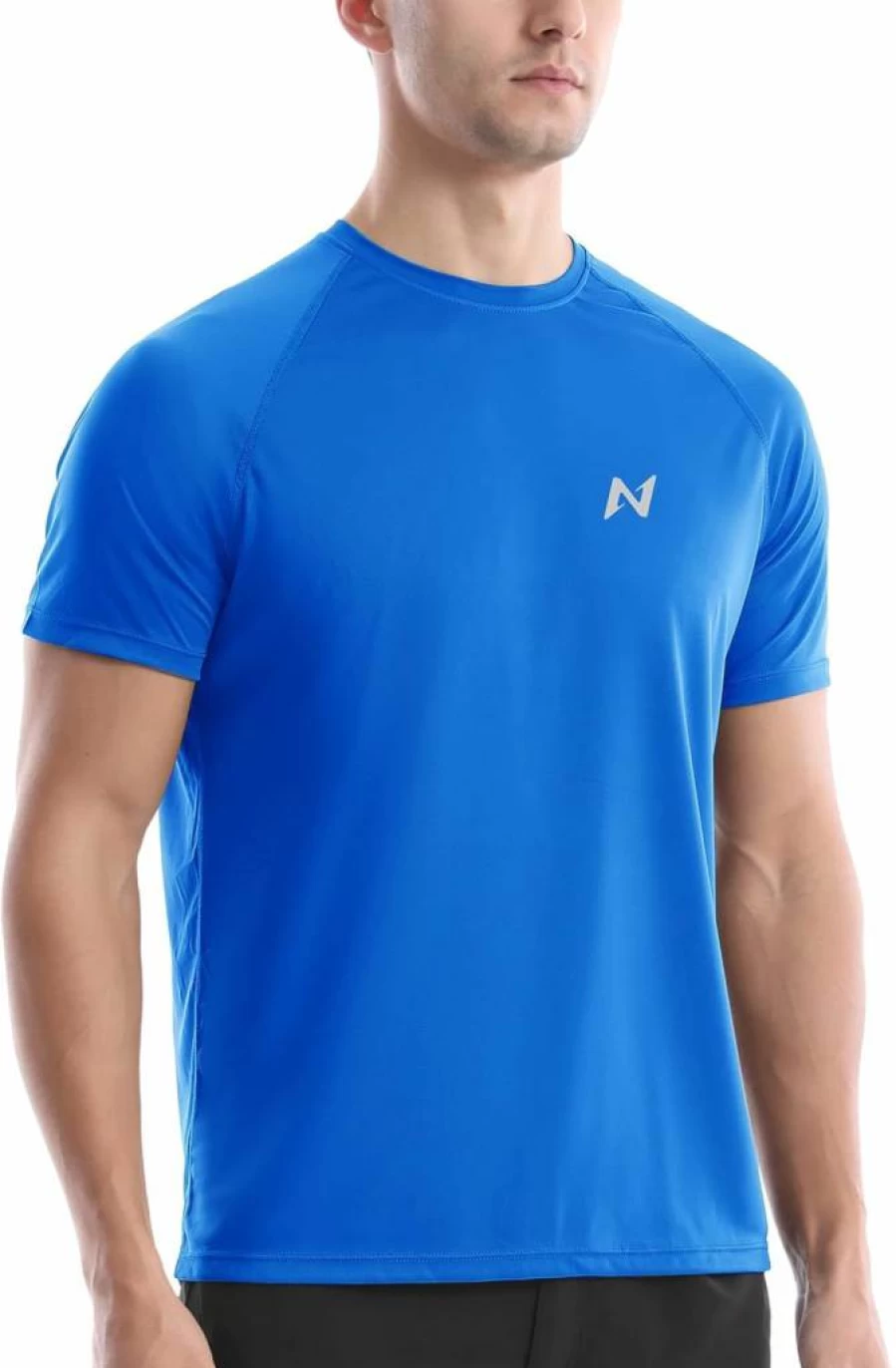 Isnowood Men's UPF 50+ Sun Protection Short Sleeve Rash Guard - Quick Dry Swim Shirt for Surf, Athletic & Beach Activities