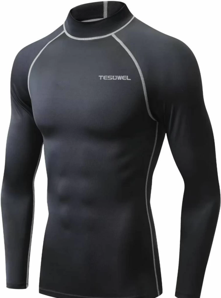 Tesuwel Men's UPF 50+ Long Sleeve Rash Guard - UV Protection Swim Shirt, Quick Dry Compression Surfing Shirt for Water Sports