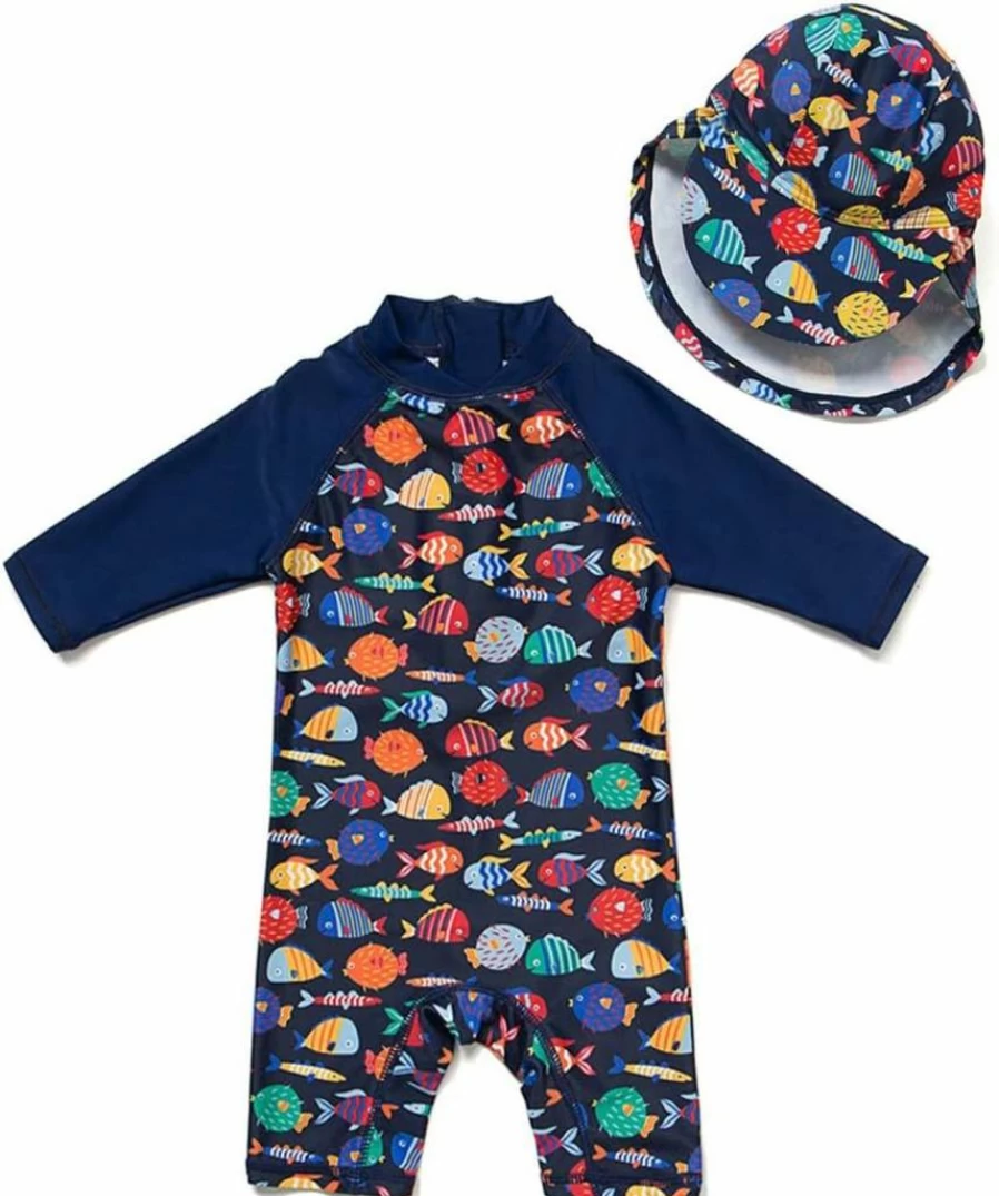 Upandfast Baby One Piece Swimsuit with Sun Hat UPF 50+ Sun Protection Infant Toddler Zipper Bathing Suit Beach Swimwear