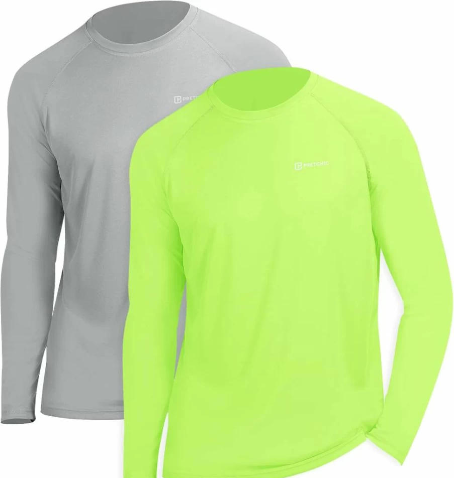 PRETCHIC Men's UPF 50+ UV Protection Long Sleeve Performance Shirt for Outdoor Activities