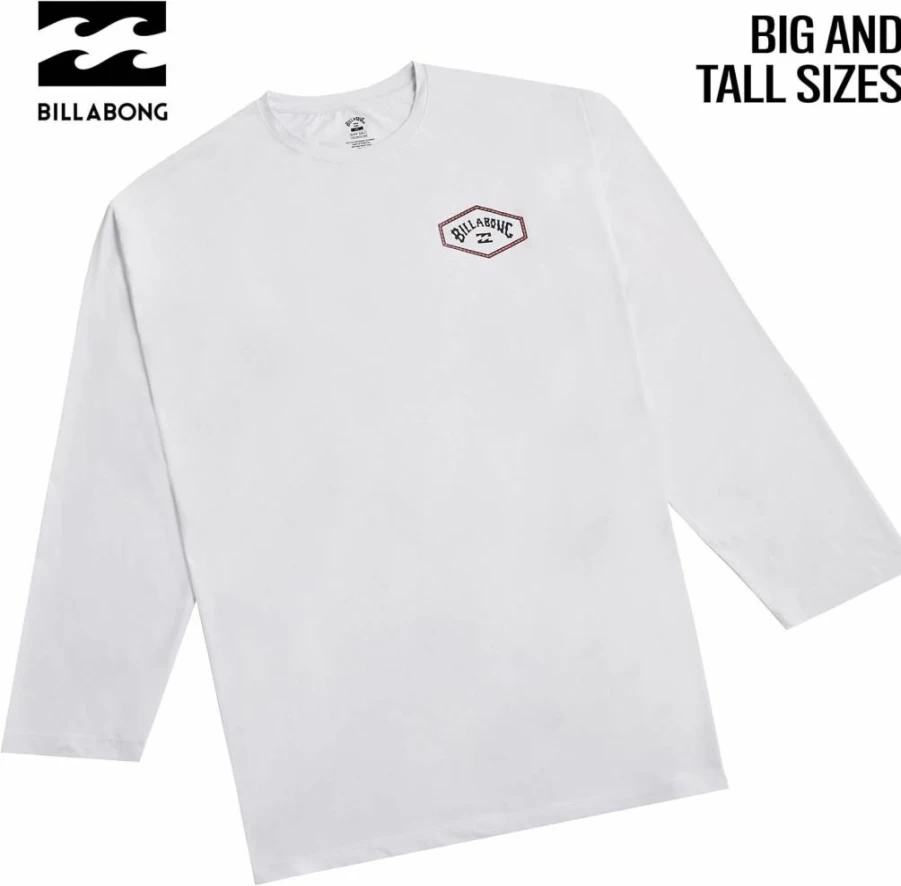 Billabong Men's UPF 50+ Big & Tall Rash Guard Swim Shirt - Long & Short Sleeve Sun Protection