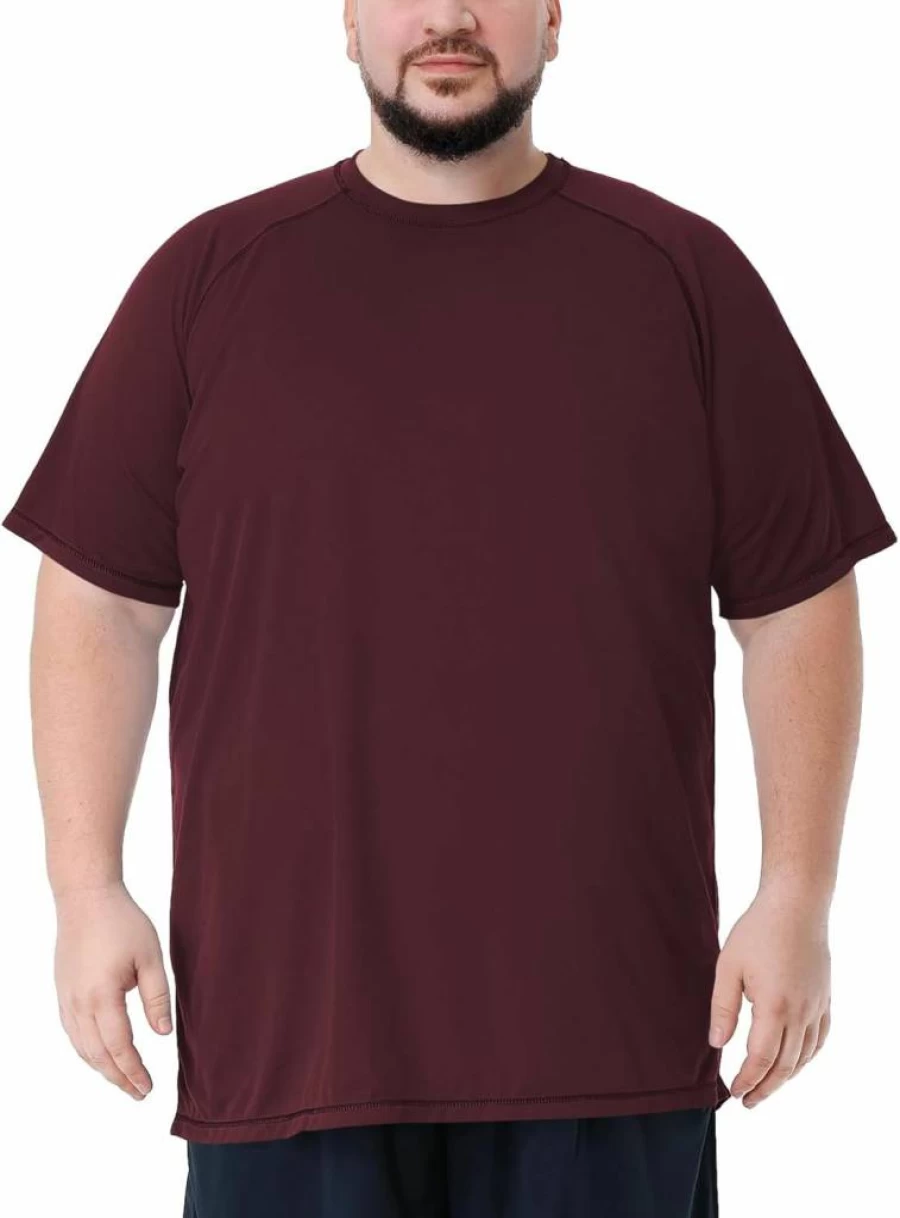 IDTSWCH Men's Big & Tall UPF 50+ Sun Protection Swim Shirt - Quick Dry Rash Guard T-Shirt for Swimming