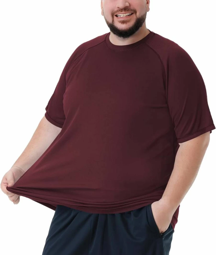 IDTSWCH Men's Big & Tall UPF 50+ Sun Protection Swim Shirt - Quick Dry Rash Guard T-Shirt for Swimming