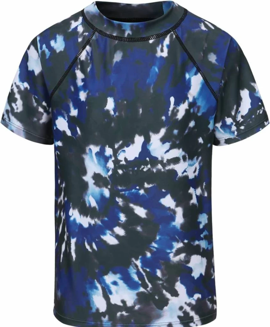 Lollisy Boys' UPF 50+ Rash Guard Swim Shirt - Short Sleeve One-Piece Swimsuits for Kids