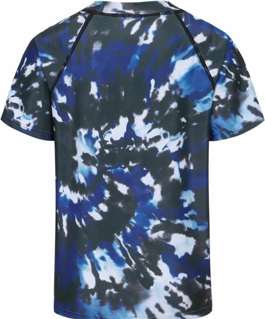 Lollisy Boys' UPF 50+ Rash Guard Swim Shirt - Short Sleeve One-Piece Swimsuits for Kids