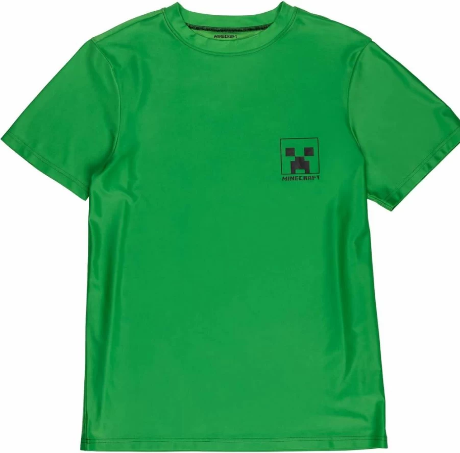 Minecraft Creeper Men's Long Sleeve Rash Guard UV Protection Swim Shirt