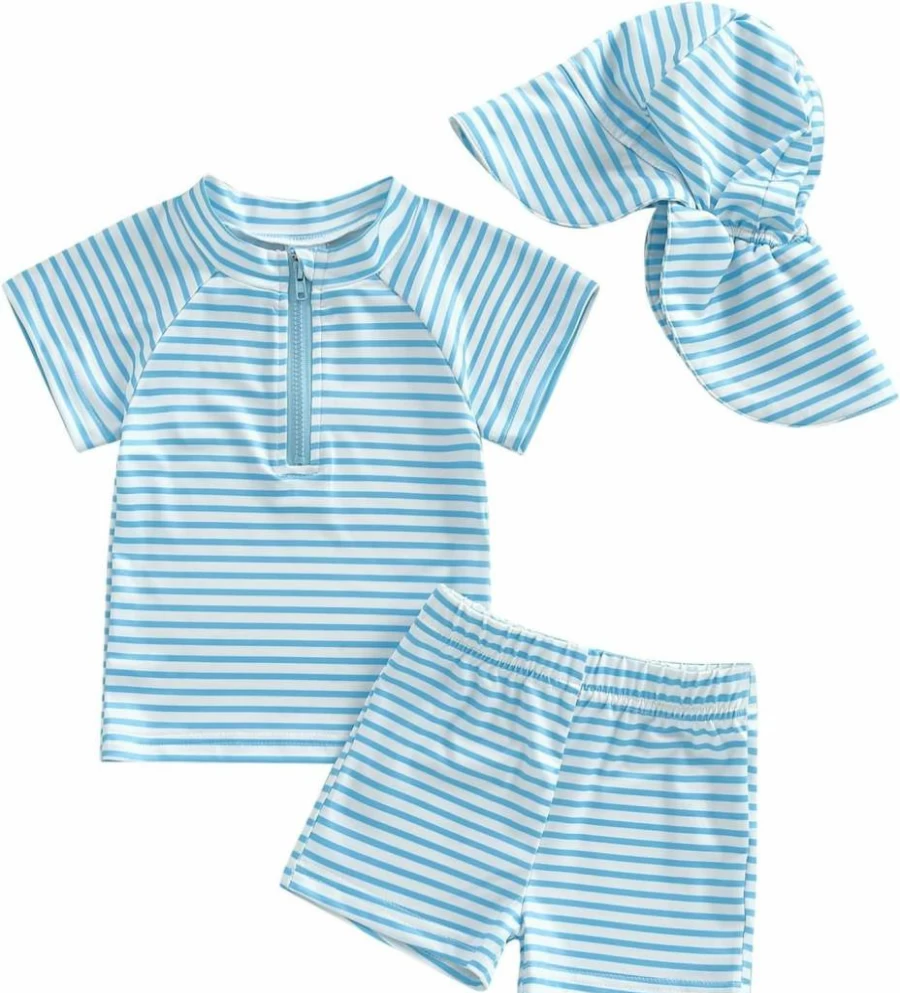 Partclots Baby & Toddler Swimsuits 3Pcs Set - UPF 50+ Rash Guard, Swim Shorts, and Sun Hat for Boys & Girls (6M-4T)