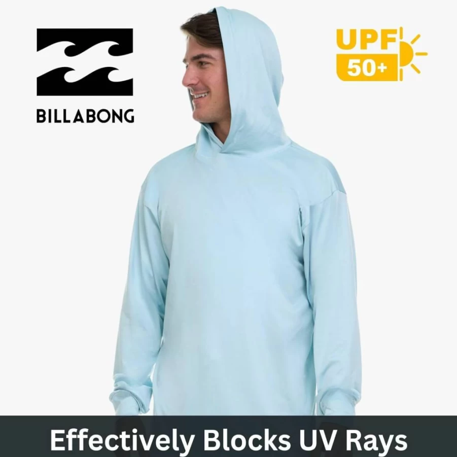 Billabong Men's Big & Tall UPF 50+ Long Sleeve Hooded Rash Guard Swim Shirt for Sun Protection